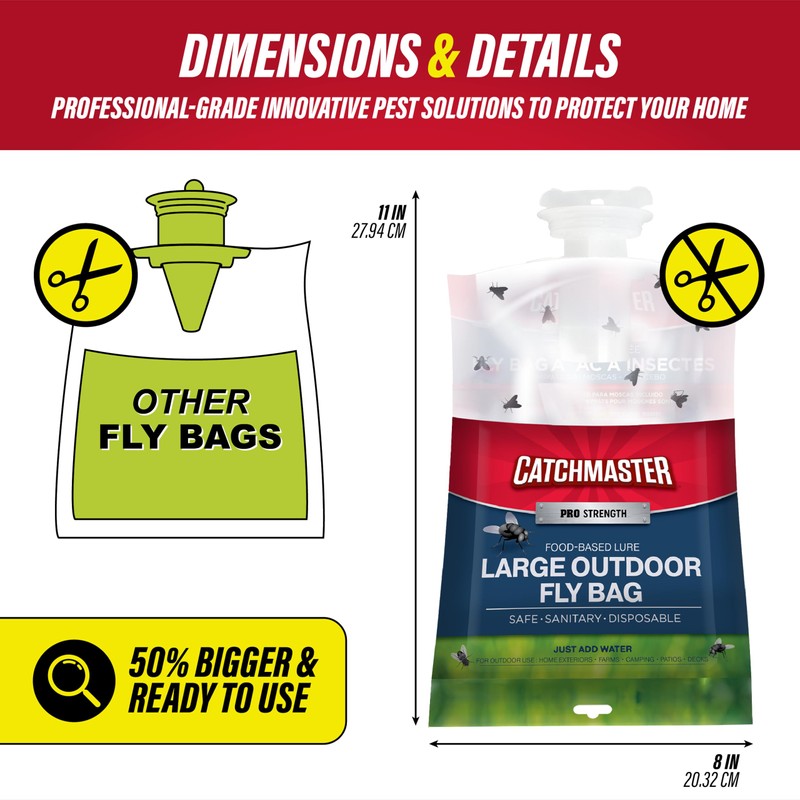 Catchmaster Pro Series Disposable Fly Bag 8-Pack, Hanging Fly Trap