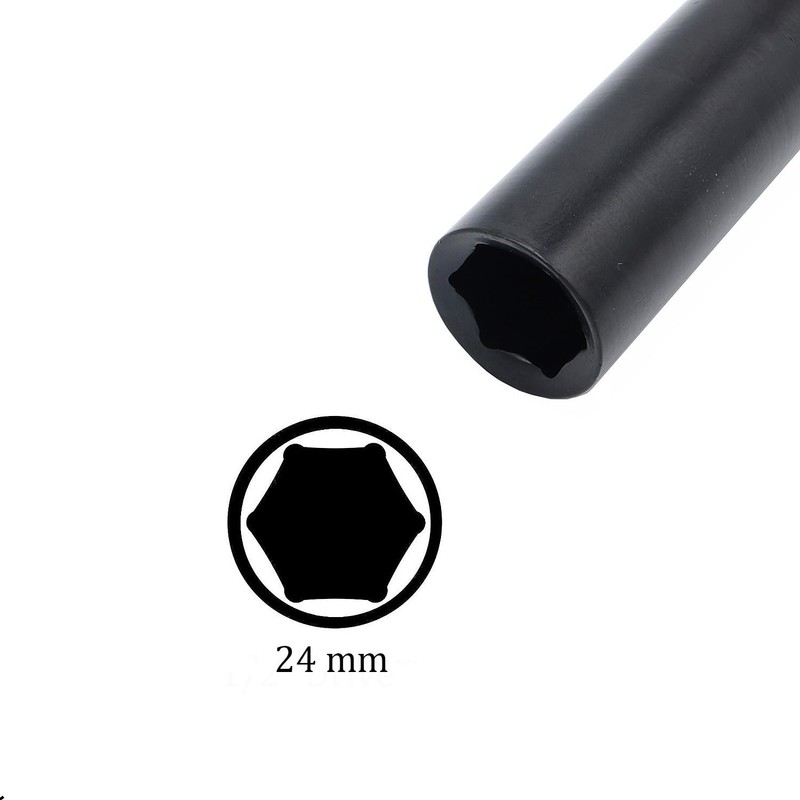 1/2" Drive by 24mm Deep Impact Socket, Heat-Treated CR-V Steel
