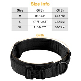 VICYUNS Tactical Dog Collar Adjustable & Durable Metal Buckle 1.5inch Width Army Grade Nylon Material Military Training Dog Collar (XL, Black)