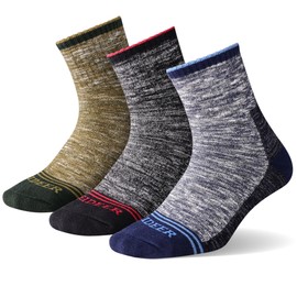 FEIDEER Men's Cotton Cushioned Hiking Walking Socks, Quarter Crew Ankle Socks with Moisture Wicking (3MS20503-XL)