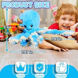 8-Inch Blue Octopus Stuffed Animal Plush Toys for Kids, Soft Baby Stuffed Sea Animals, Cute Plushies Doll, Octopus Plush Toys for Ocean Themed Party Decorations, Easter Basket Stuffers, Gifts