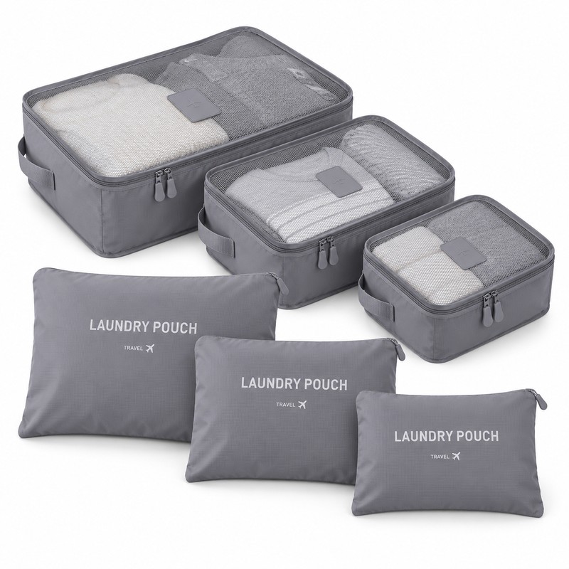 6-Piece Travel Packing Cubes for Luggage Organization – Waterproof Zippered