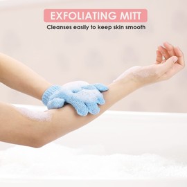 WLLHYF 2 Pairs Exfoliating Gloves Double Sided Shower Gloves Remover Dead Skin Bath Mitt Exfoliation Scrubber Shower Accessories for Beauty Spa Massage Daily Bath