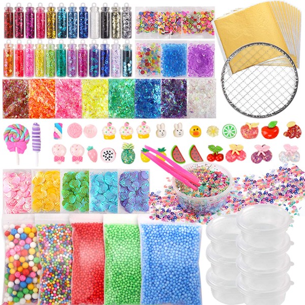HOLICOLOR 110pcs Slime Making Kit, Add Ins, Accessories, Glitter, Foam