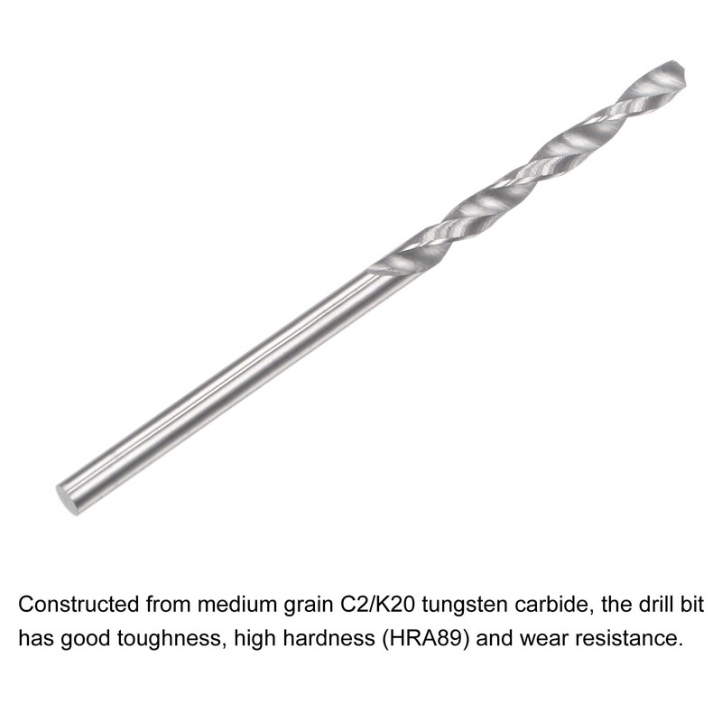 sourcing map Solid Carbide Drill Bits, 2mm C2/K20 Tungsten Carbide