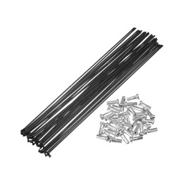 A ABSOPRO 36pcs Bicycle Carbon Steel Spokes 14G Bike Spoke 282mm Length with Nipples for Most Bicycle Black Item Replacement