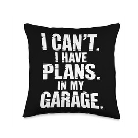 Garage Plans Funny Mechanic Dad Gift for Men or Women Throw Pillow