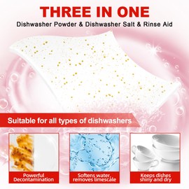 Binbata Eco Dishwasher Detergent Sheets Up To 160 Loads, Grapefruit Scent Plastic Free Dishwashing Soap Strips With High Efficient Solid Enzyme, Leaving Dishes Sparkling Clean