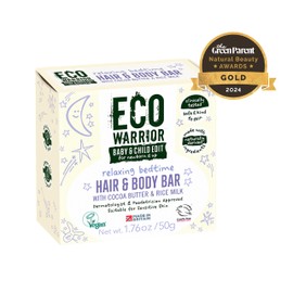 Eco Warrior Baby & Child Edit Relaxing Bedtime Hair & Body Bar (50g) | Hair Shampoo and Body Soap (2 in 1) | Lavender Blossom scent | Gentle, Eco Friendly, Vegan, Cruelty Free