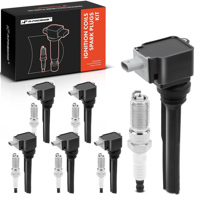 A-Premium Set of 6 Ignition Coil Pack and Iridium Spark