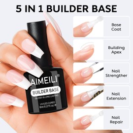 AIMEILI Builder Nail Gel, Hema Free, Cruelty Free, Vegan, Nail Strengthener Enhancement Building Rubber Base Coat for Manicure - BD1023