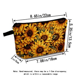 MoCaliduccious Sunflower Makeup Bag Small Pouch Gift for Women Travel Cosmetic Bag Organizer With Zipper Storage