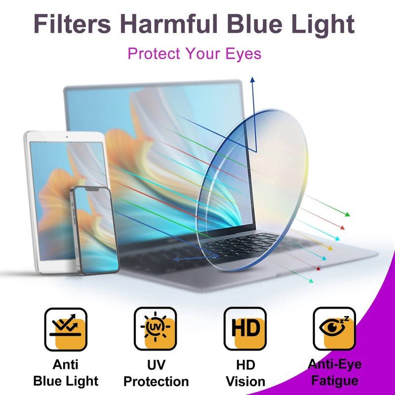 VISOONE Lightweight Blue Light Blocking Glasses Square with Anti Computer