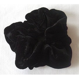 Black Velvet with embossed flowers Scrunchy-Small - Made in the USA