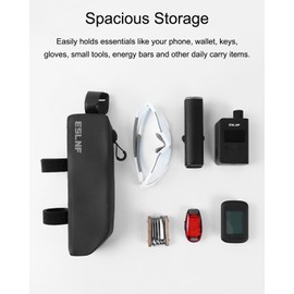 Rarapop Bike Top Tube Bag, Waterproof Bicycle Front Frame Bag, Bicycle Pouch Compatible with Phone, Cycling Tools Storage Pouch for MTB Road Bike (Orange)