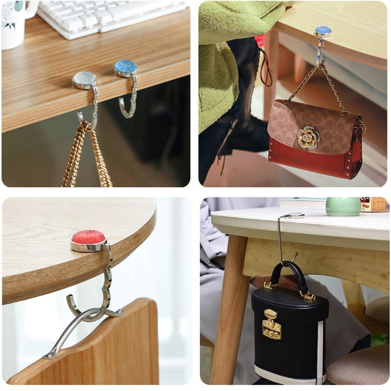 FGXY 4pcs Handbag Hooks, Folding Handbag Hanger, Folding Section Storage,