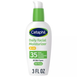 Cetaphil Oil-Free SPF 35 Face Moisturizer, 1.7 oz, for Dry/Oily Skin, Fragrance-