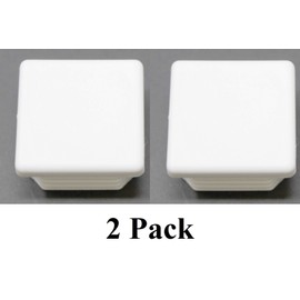 Universal Plastic 1-1/2 inch White Square Tubing Cap, Finishing Plug, Pipe Tubing End Cap, Durable Chair Glide (2)