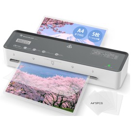 bonsaii L421-A Laminator Machine, Compatible with A4 Laminating Film with 5 Sheets, Compatible with 100 μm, Compact, Wave-proof, Bubble Free, Continuous Operation, Easy to Operate, Lightweight, For