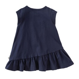 DAVE&BELLA Toddler Girl Summer Dress Baby Girls Solid Sleeveless Playwear Dresses Casual Kids Beach Sundress with Cute Bag Navy Blue