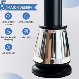 ispuoocti 2 Pack Non Slip Cane Tips Wear-Resistant Replacement Rubber Tips with Chrome-Plated Protective Layer Lightweight Shock-Absorbing All Terrain Cane Tip for 3/4" Canes