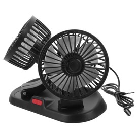 Mikinona Dual Head Car Fan Portable Vehicle Cooling Fan Rotatable Air Circulation for Car Home Office Low Noise Energy Efficient Stable Base for All Airflow