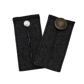 zalati Waistband Extenders Denim Material with 1 Button & 2 Button Holes for Jeans Pants Pregnancy Temporary Extension - Black
