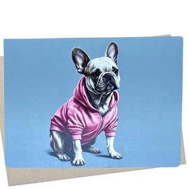 Whitman and Daughter French Bulldog Tracksuit Birthday Card (1 Premium Card, 5X7 Inch) frenchie card blank for every occasion like birthday, thank you, or thinking of you - 734