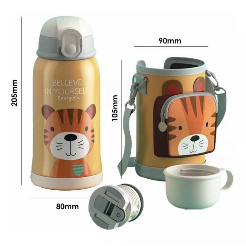 Termo Infantil Con Funda Portátil Vaso Térmico Niños 550ml