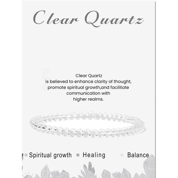 Uwiyo Natural Stone Bracelet for Women, 4mm Beaded Bracelets Gemstone