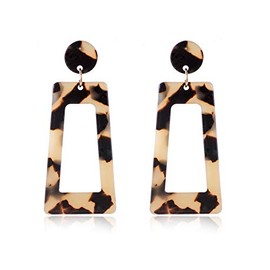 Multicolor Resin Acrylic Rectangle Geometric Drop Dangle Earrings Leopard Mottled Tortoise for Women Exaggerated Lightweight Jewelry-D