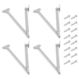 Stainless Steel Lid Stay Support Hinge, 4 Pieces Lift Up Stay Folding Lid Support Arm Piano Hinges 180 Degree for Home Kitchen Furniture Wardrobe Cupboard Cabinet
