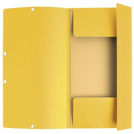 Exacompta - Ref 55509SE - Elasticated 3-Flap Folders - Suitable for Holding A4 Documents, 400gsm Glossy Card, Spine Label for Identification - Yellow (Pack of 10)