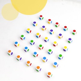 QUTHZZHY Dice 30 Pieces, Colour Cube, 6 Colours, Cube Set, Whisper Cube with Dots, 16 mm Colour Cube, Small Dice with Pockets, Dice Coloured for Place Card Games, Math Lessons