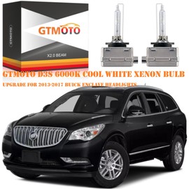 GTMOTO for 2014 2015 2016 2017 2018 Buick Enclave Envision LaCrosse Regal HID Headlights, D3S Xenon Bulbs 6000K Cool Bright White Replace OE Yellow Dim 4300K 35W D3SC1 Lights, 2 Pack