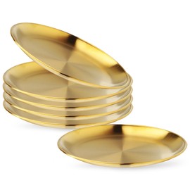 Stainless Steel Plates,6 Pack 304 Stainless Steel Dishes 304 Dinner Dishes,feeding Serving Camping Plates Serving Flat Plate for Kitchen, Outdoor Camping, & Restaurants,Dishwasher-Safe (7.9 Inches)