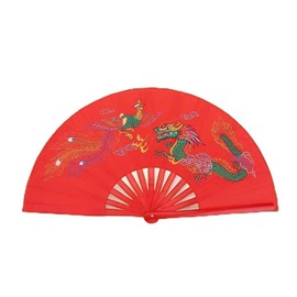 BONKZEBU Red Tai Chi Martial Arts Kung Fu Bamboo Fan Right Hand Wushu Dance Practice Training Chinese Tai Chi Folding Fan Kung Fu Fan Martial Arts Fans