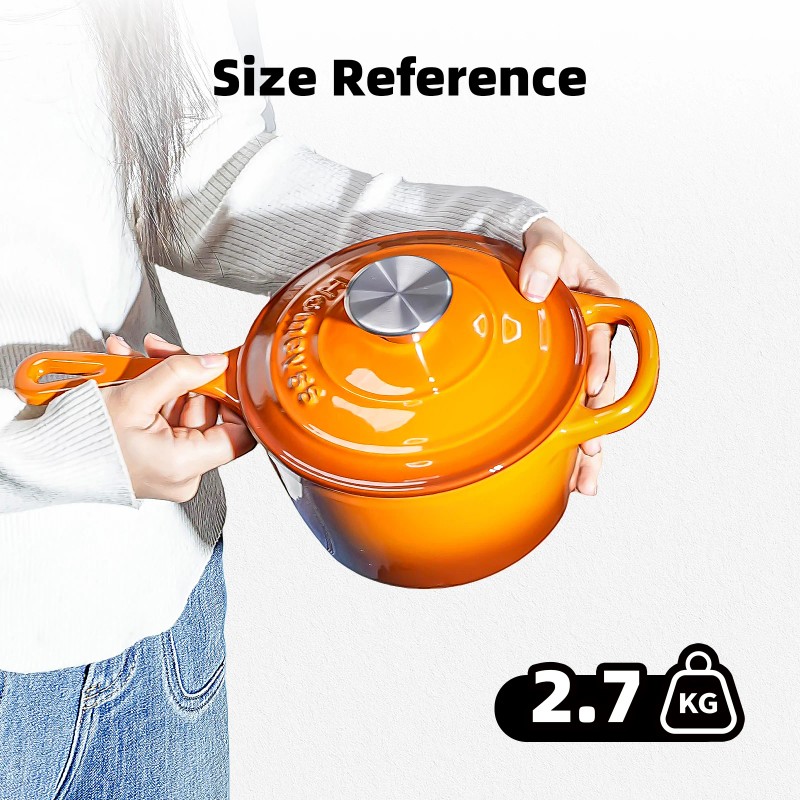 1.75QT Cast Iron Pot Premium Cast Iron Cookware Enameled Cast