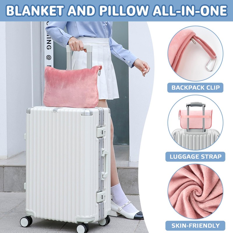 Travel Blanket 2 in 1 with Soft Pillowcase for Men