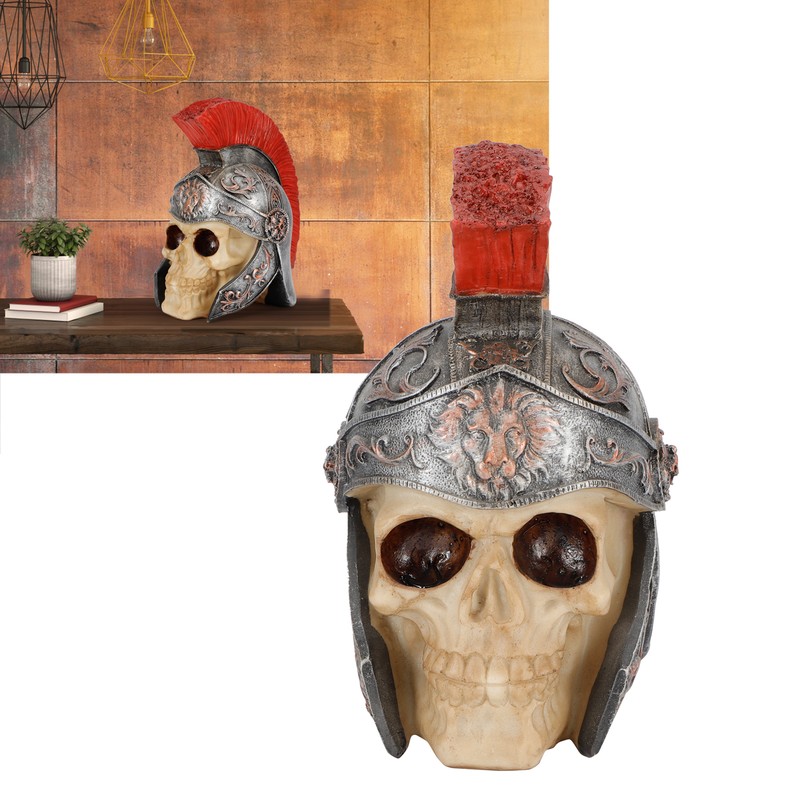 Resin Soldier Skull Modeling Statue Skeleton Sculpture Home Desktop Decoration