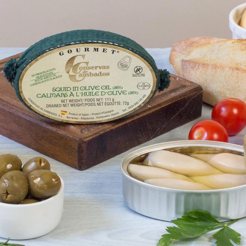 Squid in olive oil - Conservas de Cambados, 111g cans