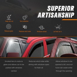 4Pcs Car Window Visors Rain Sun Guard Deflector Compatible with 18-24 Kona,Glossy Smoked Black