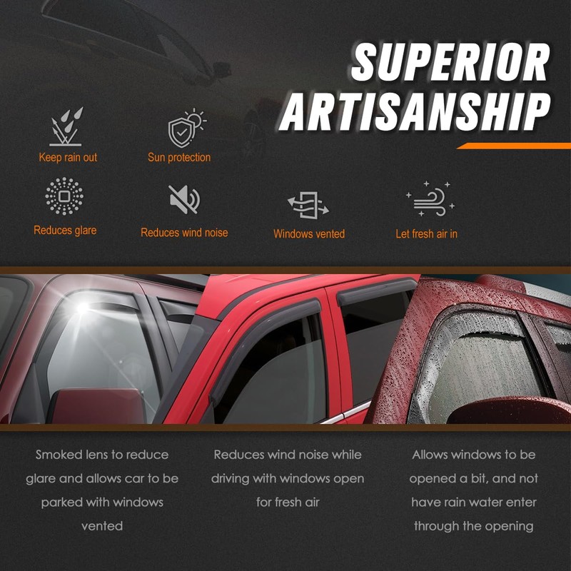 4Pcs Car Window Visors Rain Sun Guard Deflector Compatible with