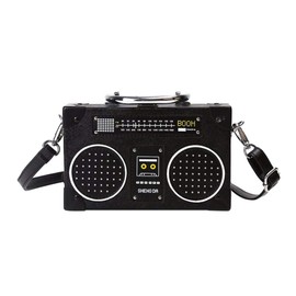 VALICLUD Vintage Radio Shaped Handbag 90s Shoulder Bag PU Crossbody Bag Unique Purse for Women