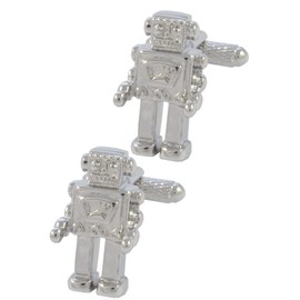 COLLAR AND CUFFS LONDON - Luxury Cufflinks for Men with PRESENTATION GIFT BOX - Robot - Solid Brass - Modern Technology Mechanics Engineering - Silver Colour