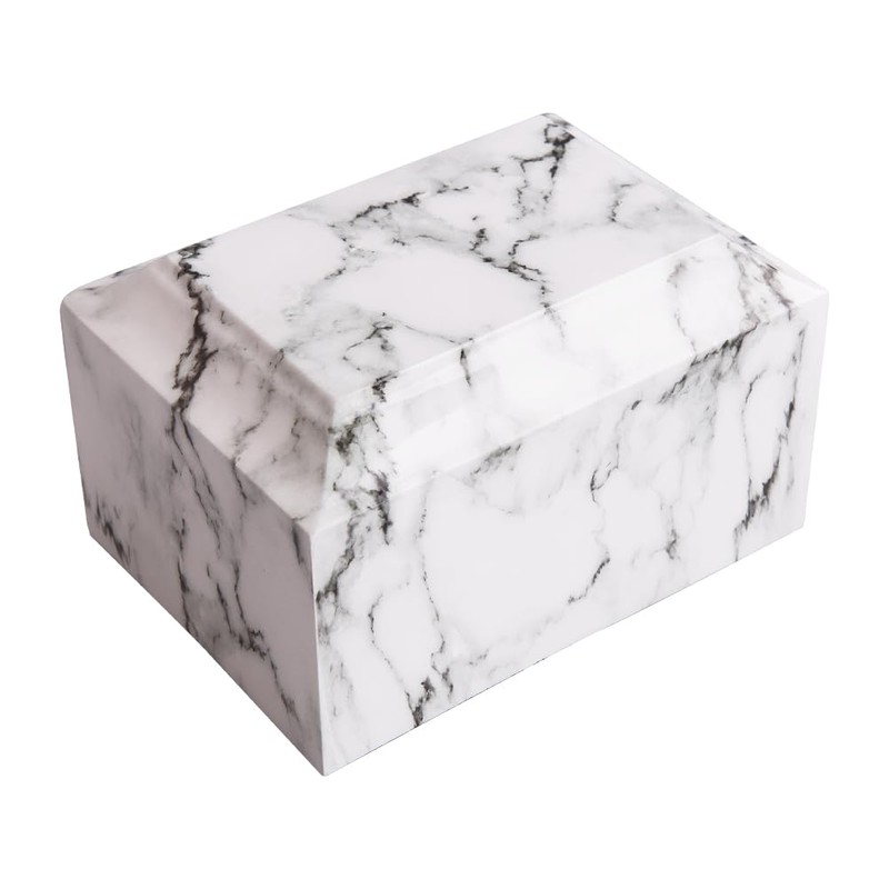 MAKEY'S White Classic Cultured Marble Cremation Urn for Human Ashes