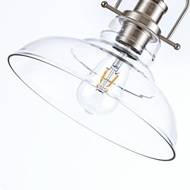 Zlepmlla Modern Flush Mount Ceiling Light Fixture, Brushed Nickel Finished with Clear Glass Shade, Farmhouse Light Fixture for Kitchen Island Entryway Porch Foyer Dining Room