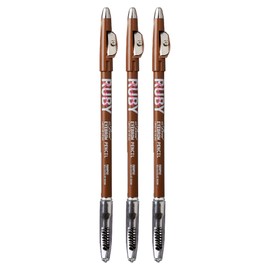 Ruby Kisses GoBrow Eyebrow Pencil, Sharpenable, Longwear, Long Lasting Eyebrow Wooden Pencil for Natural-Looking Brows 3 PACK (Chocolate Brown)