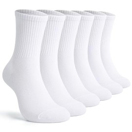 TUUHAW Calze Spugna Uomo Cotone Bianchi Calze Uomo Invernali Calzini Sportive Running Trekking Tennis Padel Ciclismo Palestra Pallavolo Basket 6 Paia