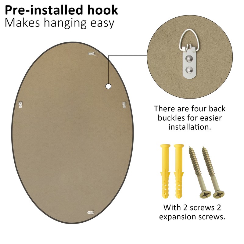 KOHROS Frameless Oval Mirror 20" x 28" Bathroom Wall Mirror